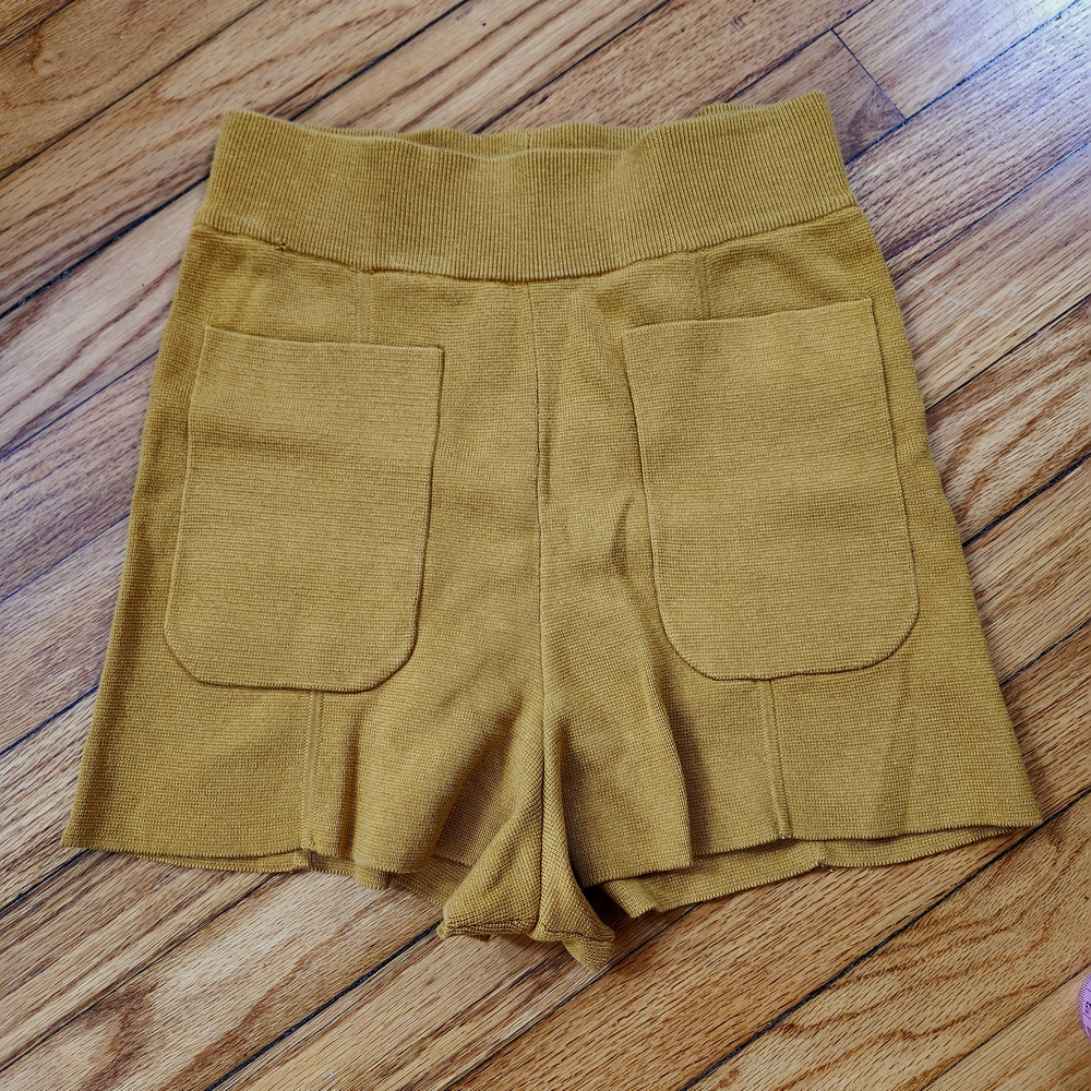 H&M Mustard Brown High Rise Knit Sweater Shorts